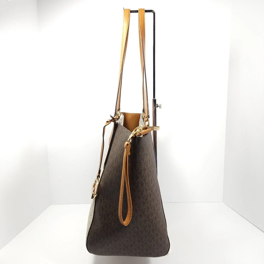 Michael‎ Kors Women Shoulder Tote Bag Purse Handbag Brown Cream Design MK